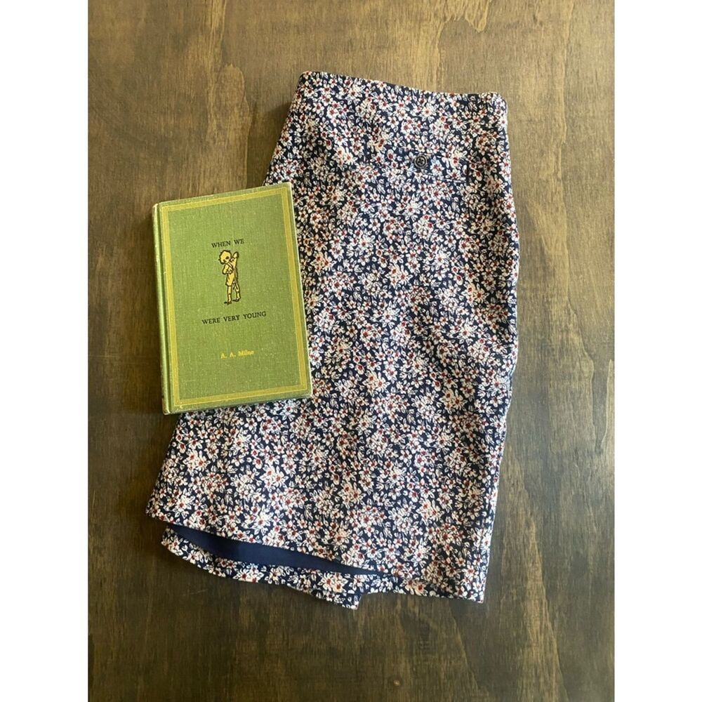 Banana Republic Floral Print Navy Pencil Skirt